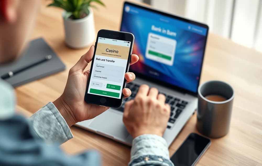 Norsk spiller som tar ut gevinster via bankoverføring på mobilen og nettbank