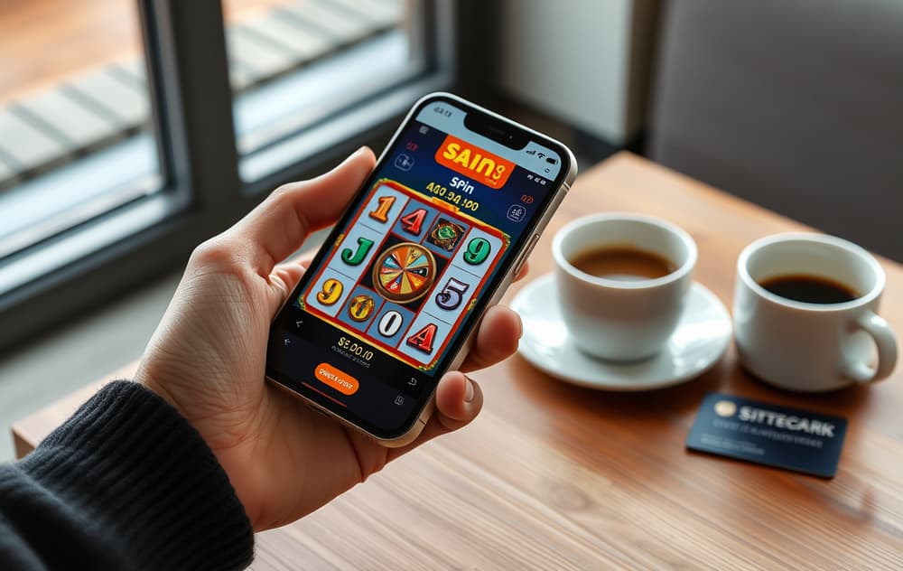 Smarttelefon med gratisspinn på spilleautomat
